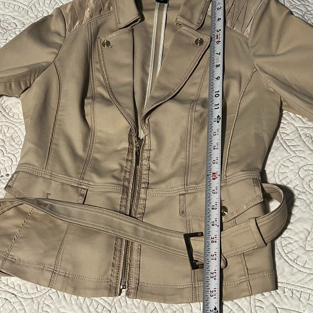 White House Black Market Belted Jacket Tan Lightweight Size 8 - Picture 5 of 13